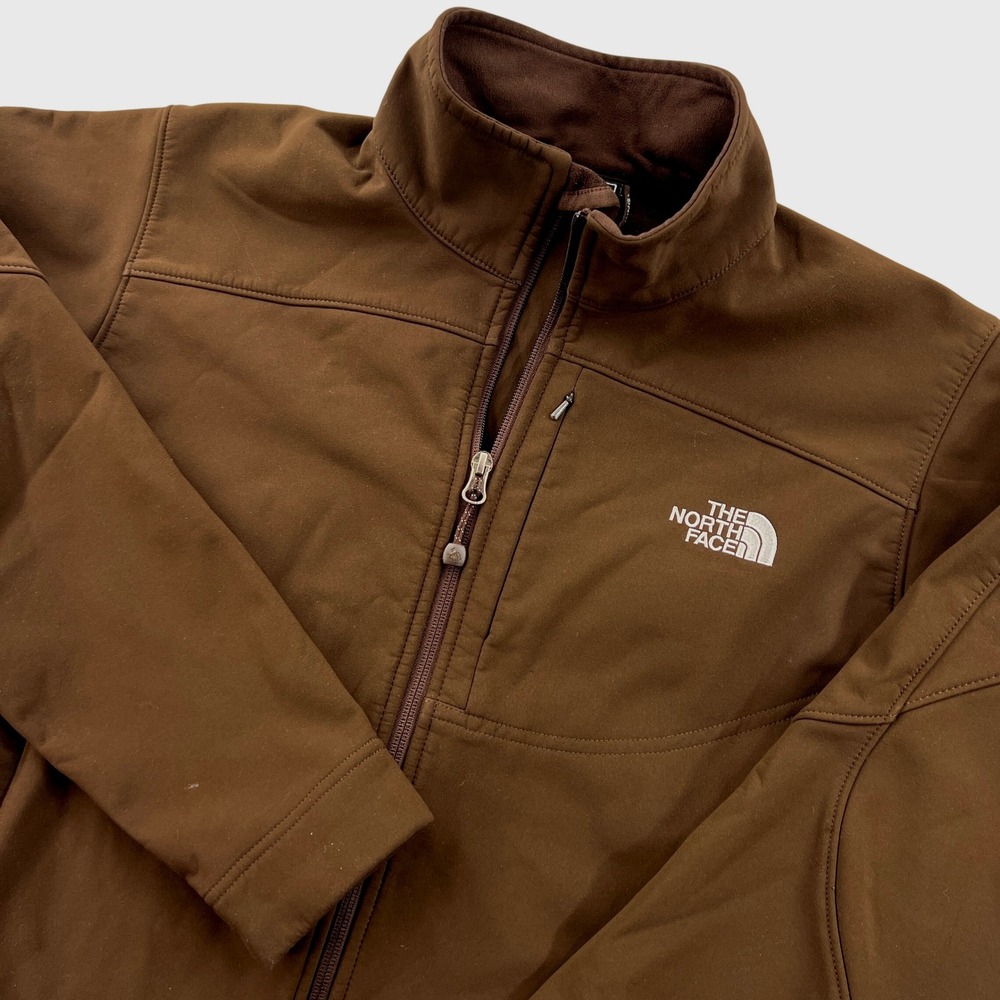 The North Face Apex Softshell Jacket Women L Brown Full Zip Fleece Lined Outdoor